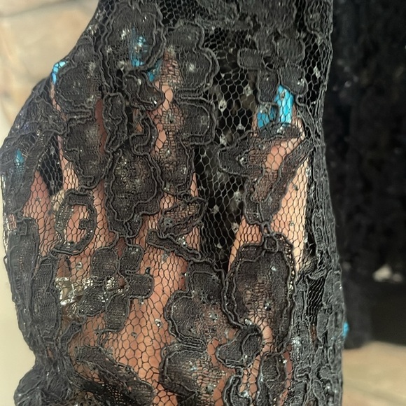 K Woman black see through long sleeve jacket with sequin. Size 20WP - Picture 7 of 11